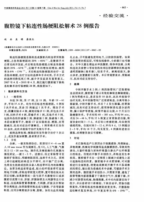 腹腔镜下粘连性肠梗阻松解术28例报告