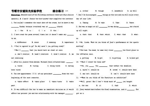 高中英语 语法语法大全 综合练习1