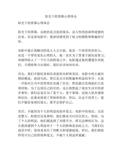 阳光下的黑幕心得体会
