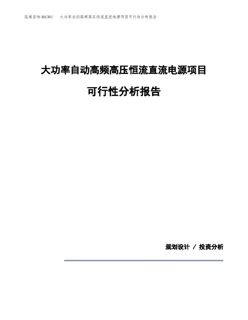 大功率自动高频高压恒流直流电源项目可行性分析报告(模板参考范文)