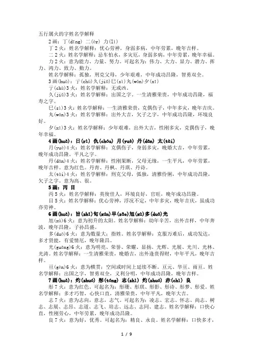五行属火的字姓名解释