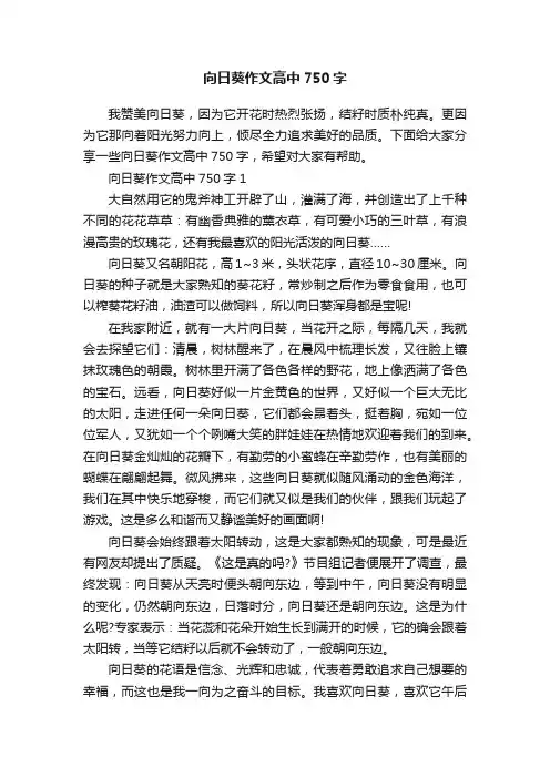 向日葵作文高中750字