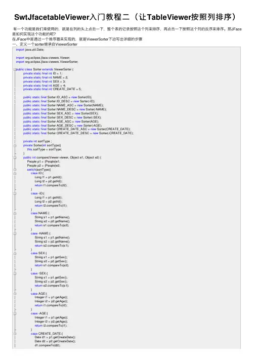 SwtJfacetableViewer入门教程二（让TableViewer按照列排序）