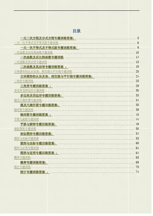 中考数学复习专题训练精选试题及答案
