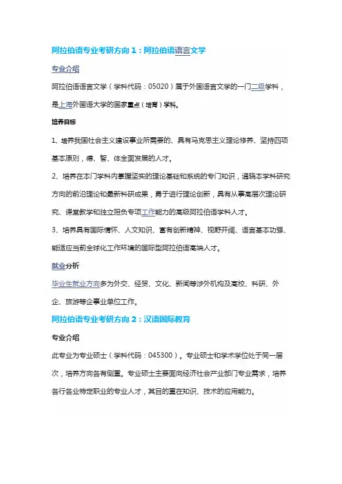 2021-2022阿拉伯语专业考研方向分析
