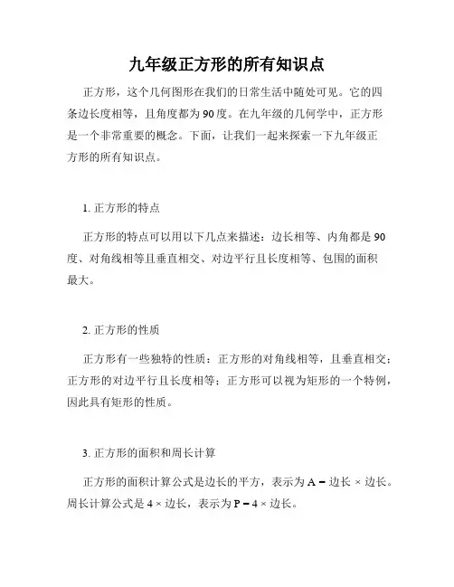 九年级正方形的所有知识点