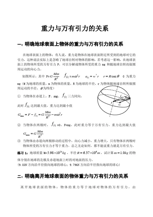 重力与万有引力的关系