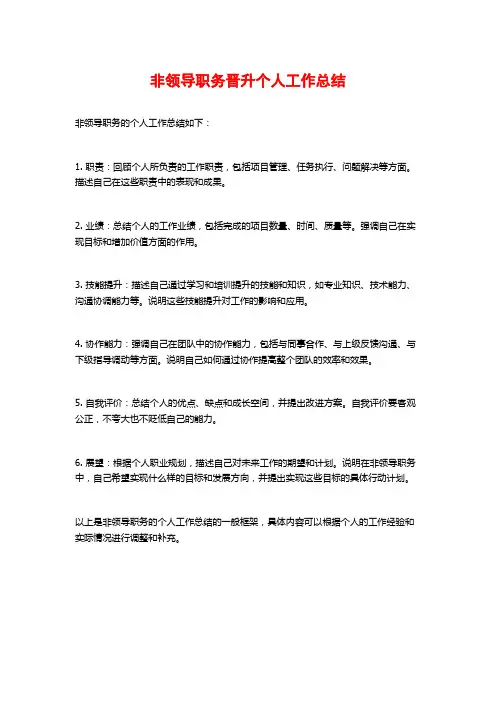 非领导职务晋升个人工作总结