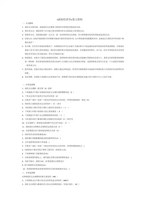 政府经济学复习资料