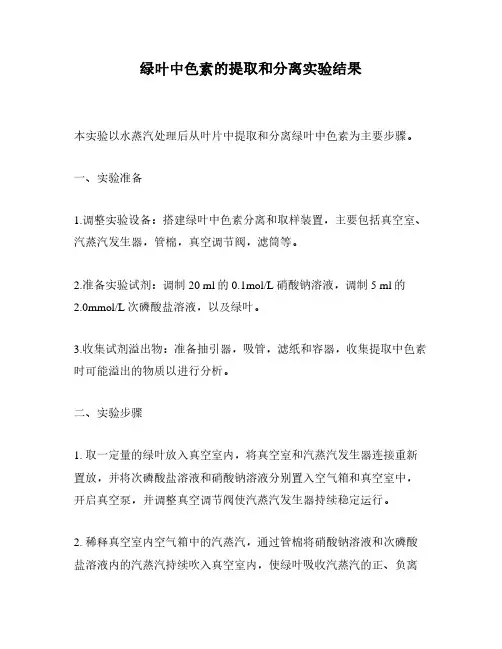 绿叶中色素的提取和分离实验结果