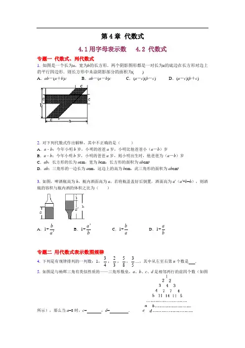 吐血整理浙教版小升初数学练习之第4章代数式,内附答案