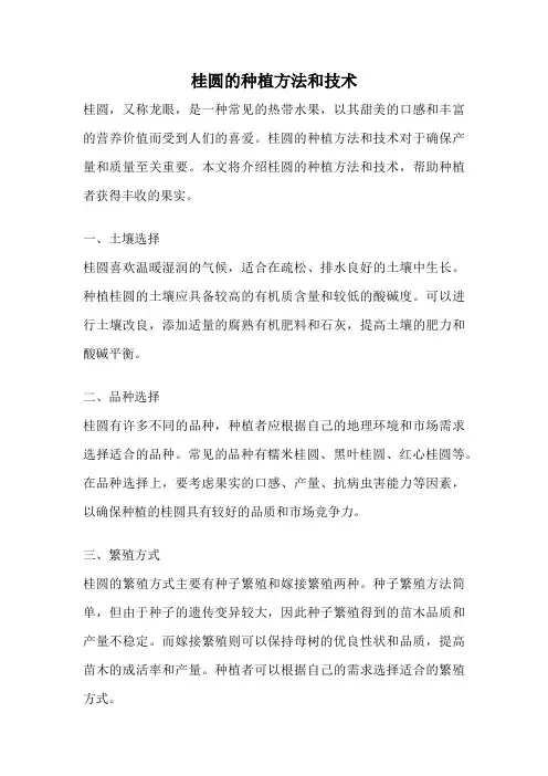 桂圆的种植方法和技术
