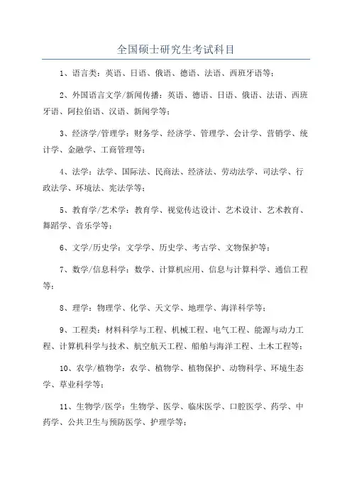 全国硕士研究生考试科目