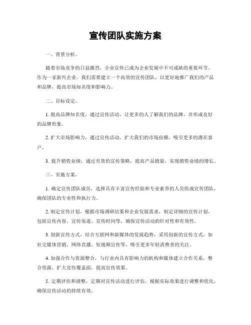 宣传团队实施方案