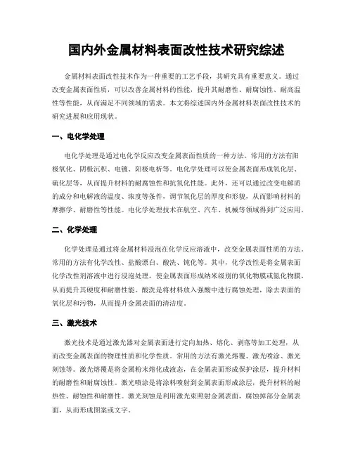 国内外金属材料表面改性技术研究综述