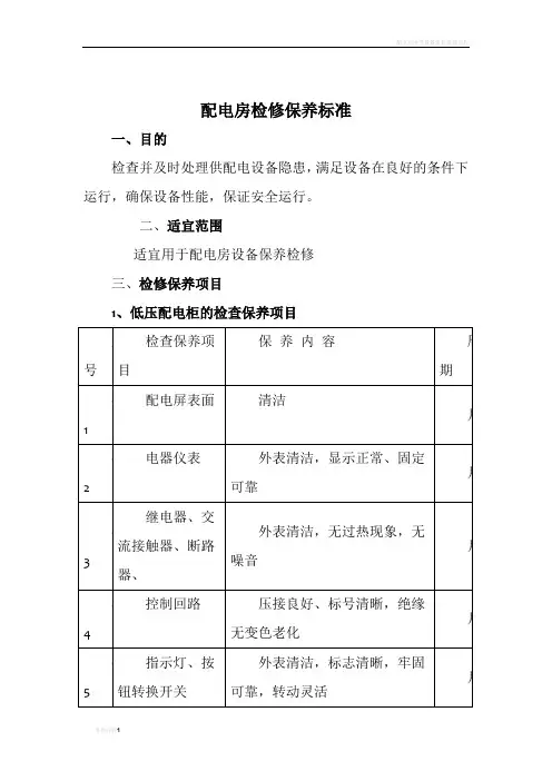 配电房维修保养标准