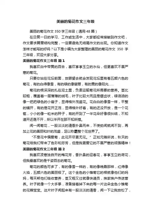美丽的菊花作文350字三年级（通用48篇）