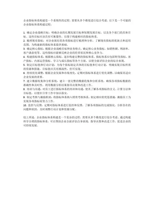 企业指标体系构建