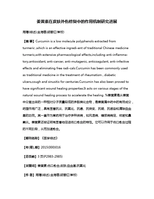 姜黄素在皮肤外伤修复中的作用机制研究进展
