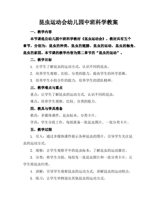 昆虫运动会幼儿园中班科学教案
