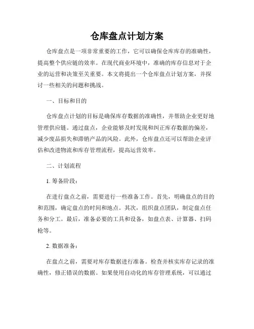 仓库盘点计划方案