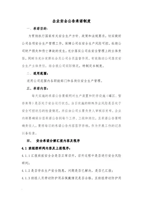 安全承诺公告制度
