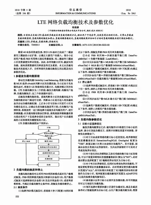 LTE网络负载均衡技术及参数优化
