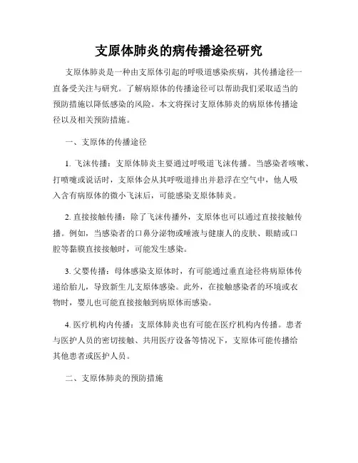 支原体肺炎的病传播途径研究