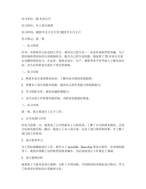 木业毕业生实习报告周记