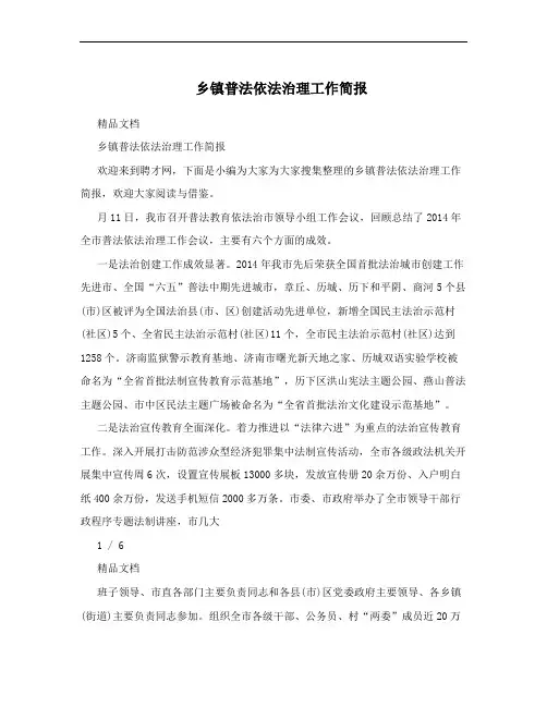 乡镇普法依法治理工作简报