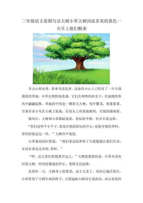 二年级语文看图写话大树小草大树河流多美的景色一天早上他们醒来