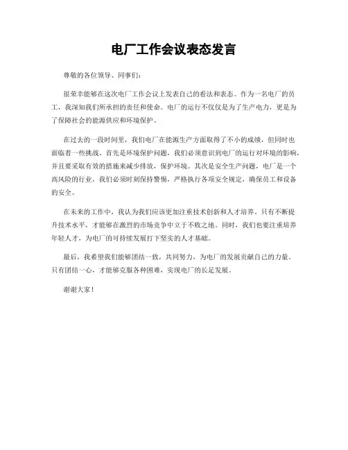 电厂工作会议表态发言