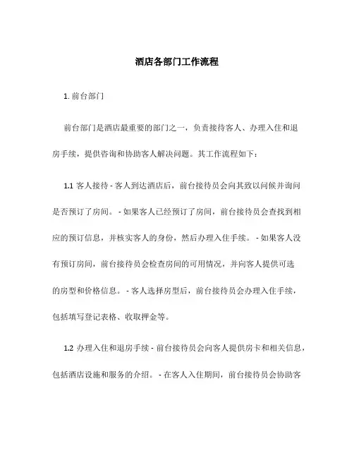 酒店各部门工作流程[全部]