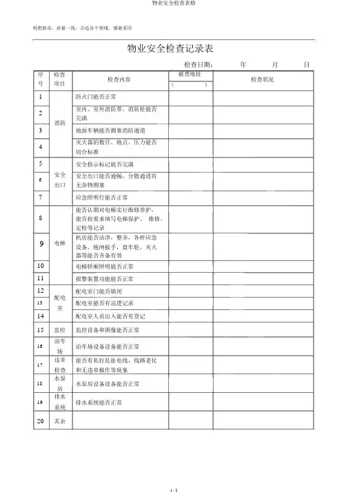 物业安全检查表格