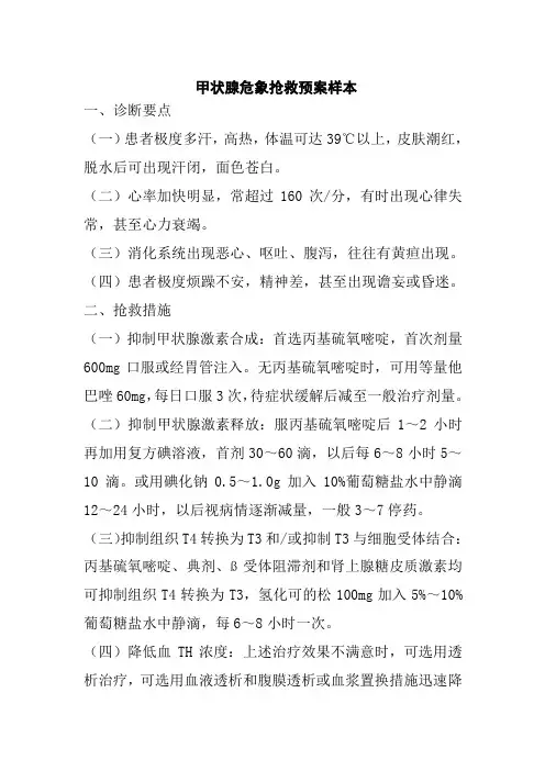 甲状腺危象抢救预案样本