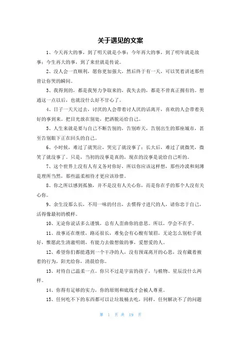 关于遇见的文案