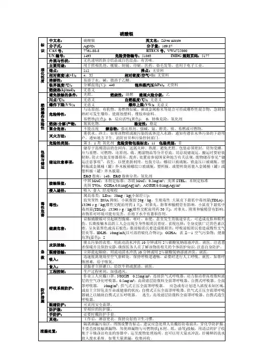 硝酸银化学品安全技术说明书MSDS