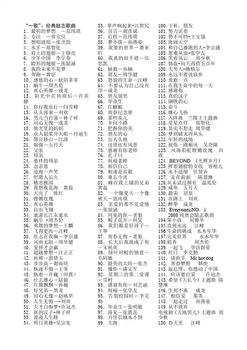 每周一歌练习曲目(积分最后十名就唱歌给老师听)