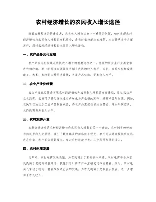农村经济增长的农民收入增长途径