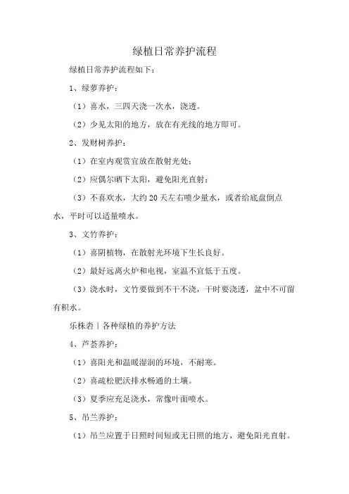 绿植日常养护流程