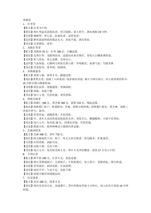 泡茶配方(美容养颜)