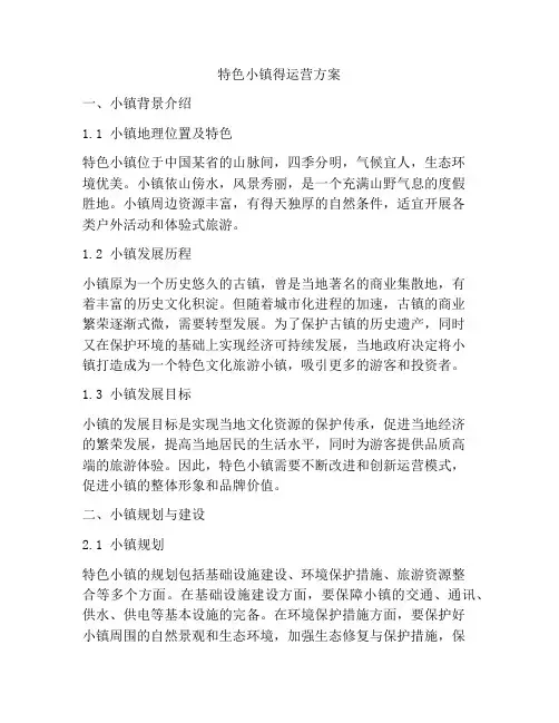 特色小镇得运营方案