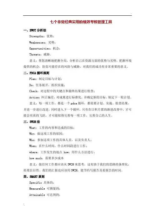 七个非常经典实用的绩效考核管理工具