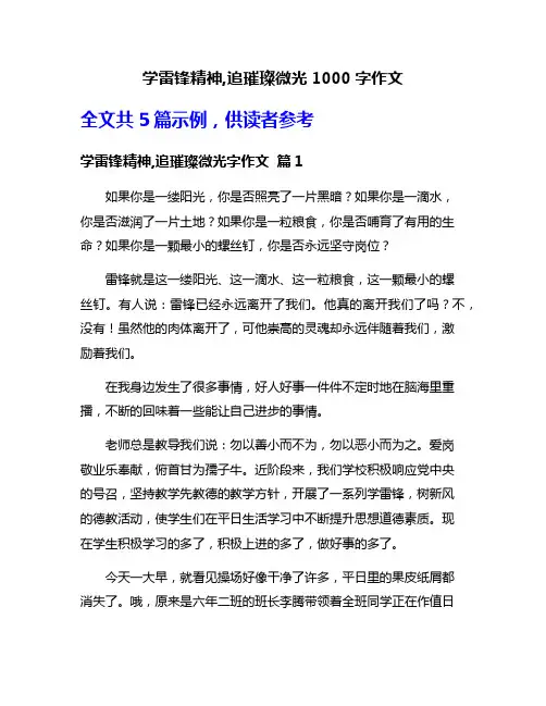 学雷锋精神,追璀璨微光1000字作文
