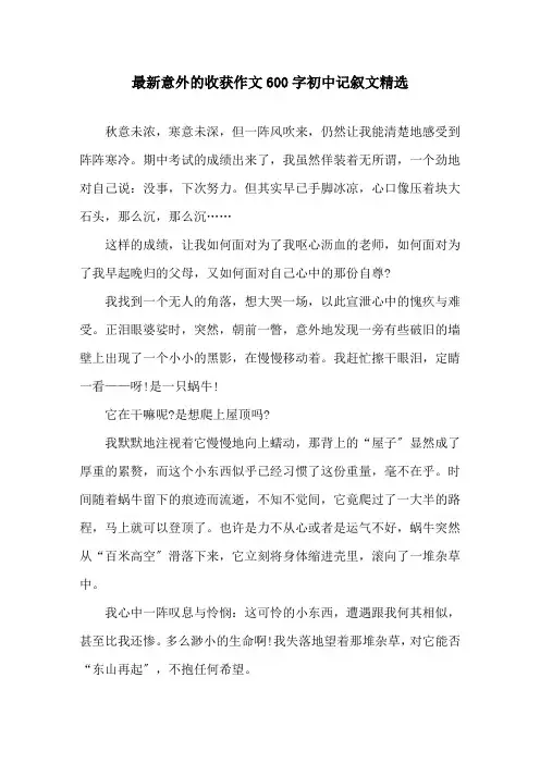 最新意外的收获作文600字初中记叙文精选