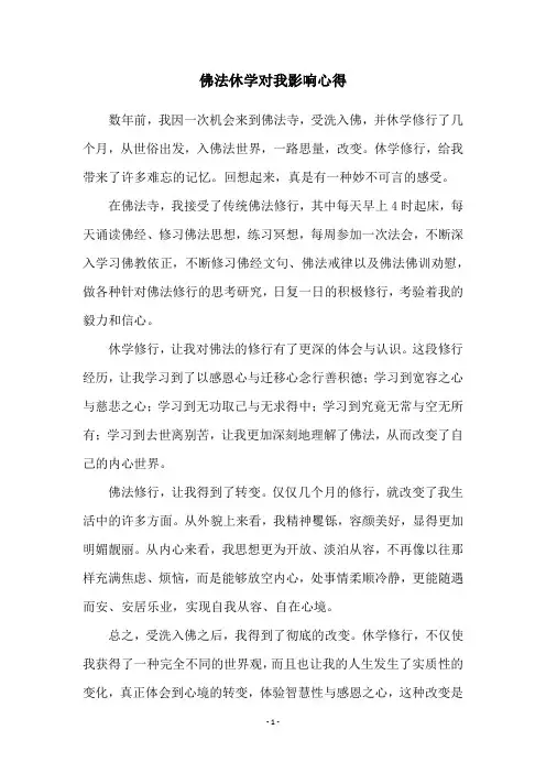佛法休学对我影响心得