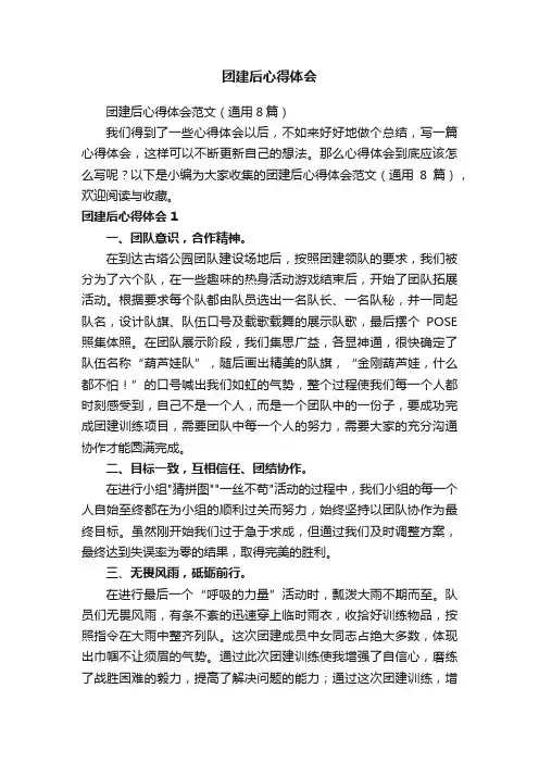 团建后心得体会范文（通用8篇）
