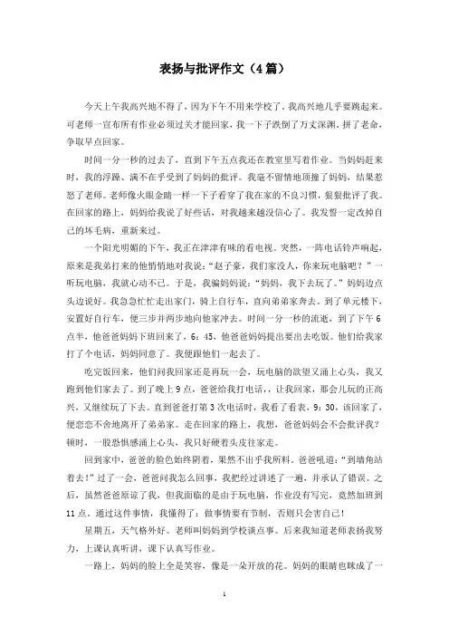 表扬与批评作文(4篇)
