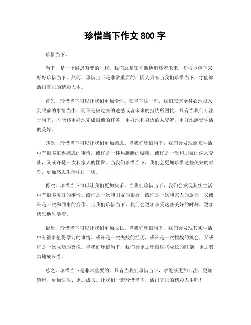 珍惜当下作文800字