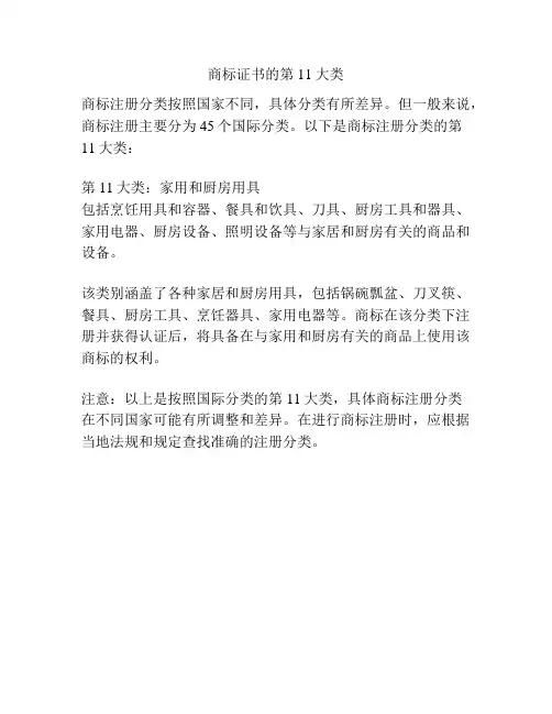 商标证书的第11大类